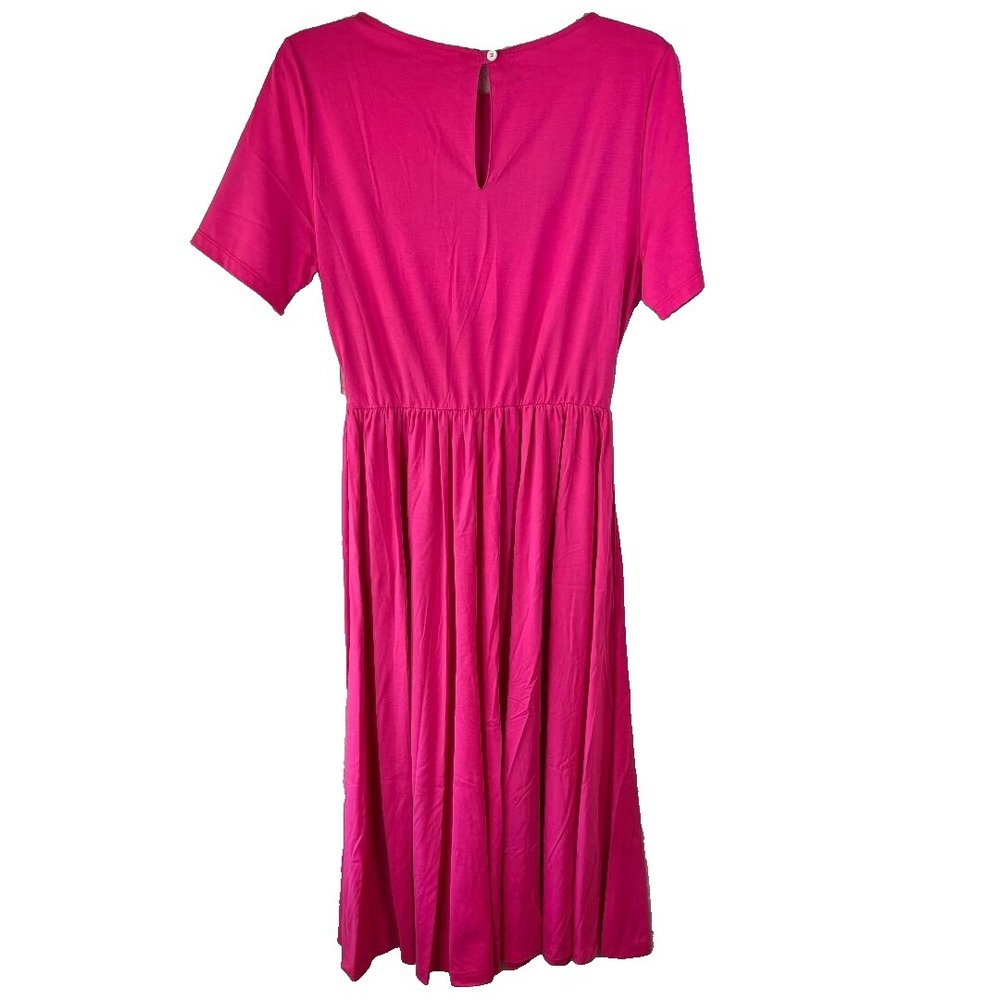 Rocco Ragni Pink Short Sleeve Midi Dress MSRP $425.00 Size Med Made in‎ Italy - Picture 2 of 14
